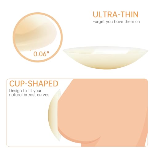 Image of Nimiah Nipple Covers Silicone Pasties for Women - 2 Pairs Reusable & Invisible Breast Petals Adhesive Waterproof Bra Nipplecovers for Strapless Slip Dresses, T-Shirts, Backless Tops Creme