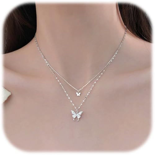 ZEPIQOR Collier pour Femme, Collier Papillon, Chaîne de Clavicule pour Femmes et Filles Bijoux Femme
