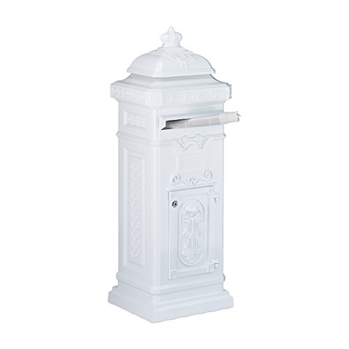 Buzón de exterior de aluminio blanco Relaxdays 31x34.5x101 cm 2