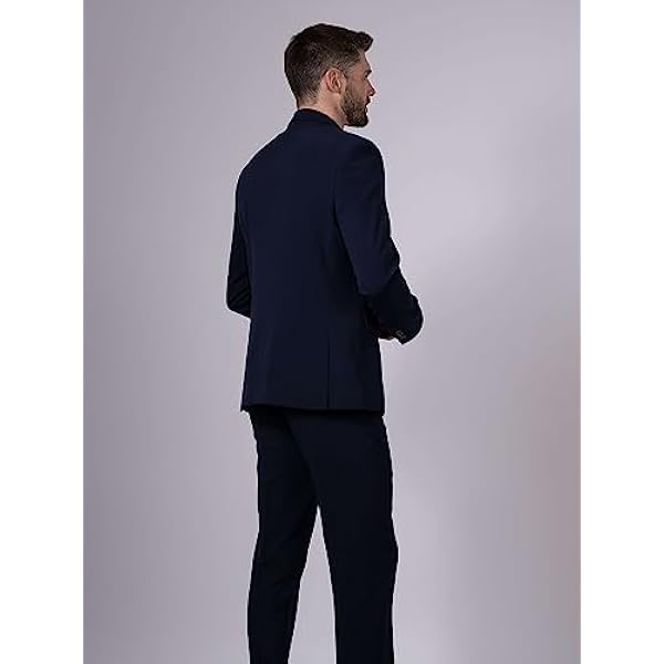 Hirschthal Traje de 2 piezas para hombre, corte regular, pantalones de traje y chaqueta, con funda para ropa
