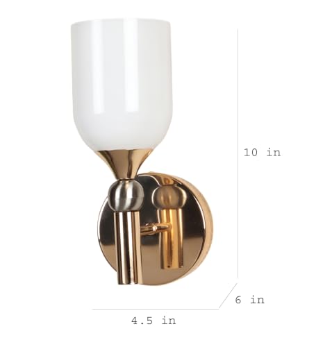 Image of ELIANTE Elegant Frosted Glass Cup Gold Iron Wall Light for Living Room, Bedroom, Foyer and Balcony, E27 Holder, Without Bulb