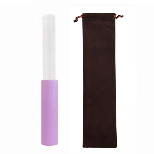 UPCEED Singing Bowl Mallet Clear Solid Acrylic Base Rubber Striker Mallet for Playing Quartz Crystal Singing Bowls with Bundle Pocket(Purple)