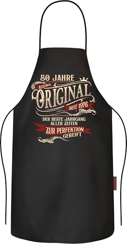 LOBO NEGRO Fartuch do grillowania fartuch kuchenny jako prezent na 50. urodziny z czystej bawełny - 50 lat dojrzewa do perfekcji - oryginalny od 1974 roku, Oryginalny 1973, l