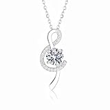 FLUIDABLE Moissanite Nacklace, 1 Carat D Color VVS1 Simulated Diamond Muisc Note Pendant Necklaces For Women, 925 Sterling Silver, Rhodium Plated, 45+5cm, Gift Anniversary Valentine's Day(Eden)