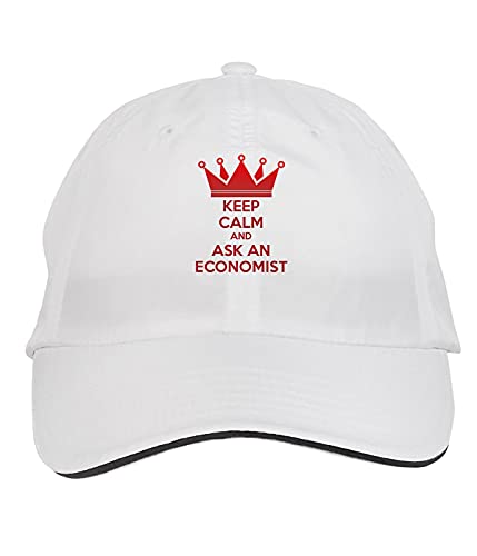 Makoroni - Keep Calm and Ask an Economist Hat Adjustable Cap, DesI42 White