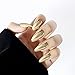 SIUSIO 24pcs Fake Nails 12 Different Size Stiletto Gold Magic Mirror Reflection Press on Full Cover UV Covered Gel False Nails Medium Length with Design Nail Art Tips Sets for Women and Girls(Gold)
