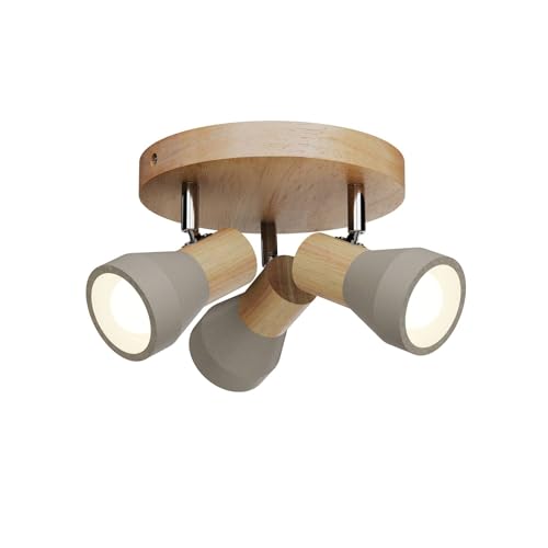 Lindby Holz Beton Deckenlampe, Deckenstrahler drehbar und schwenkbar...