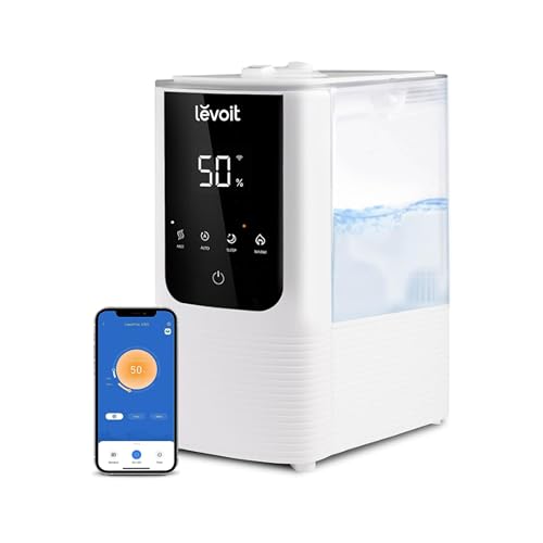 LEVOIT Humidifier for Bedroom Large Room Home, OasisMist Smart Cool and Warm Mist Humidifiers, Auto Customized Humidity, Ultrasonic Top Fill Oil Diffuser for Baby and Plants, Quiet, 4.5L, Wh