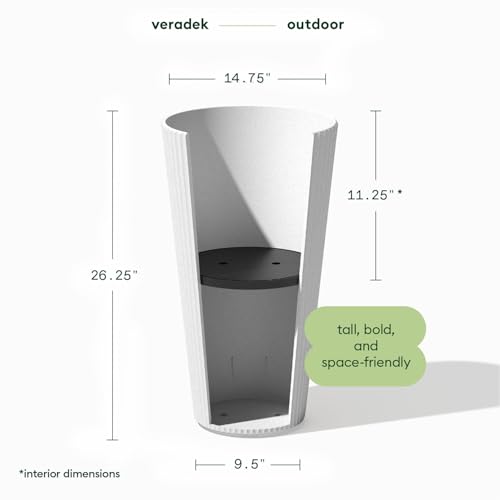 Image of Veradek Demi Series Tall Planter - Tall Tapered Outdoor Planter with Shelf