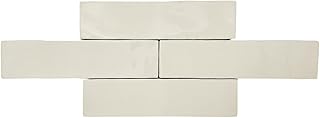 Tenedos 3x12 Bone Handmade Look Ceramic Subway Tile for Bathroom Walls &...