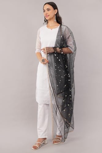 Image of Net Butti Dupatta for Women | Chex Design Chunnis for Women | Bridal Dupatta for Wedding | Festive & Casual Wear Dupatta for Kurti & Salwar Suit | Dupatta for Women