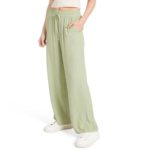 Billabong Womens Premium Quality Rayon High Waisted Wide Leg Beach Pants Pistachio X-Large