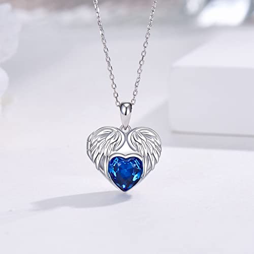 Angel Wing Necklace 925 Sterling Silver Heart Crystal Wing Locket Necklace That Holds Pictures Photo Locket Necklace Memorial Jewelry Gift For Women Girls Mother Daughter #TOP1
