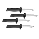 Sujosa 4pcs Retractable Fake Knife Toy Plastic Prop Dagger Trick Blade for Halloween Fools Day Party Cosplay Joke Gadget Prank Gag Black (Double Edge)