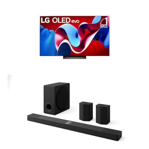 Image of LG 77-Inch Class OLED evo C4 Series Smart TV 4K Processor Flat Screen with Alexa Built-in (OLED77C4PUA, 2024),LG 9.1.5 ch. Sound Bar with Wireless Dolby Atmos Soundbar and Rear Speakers