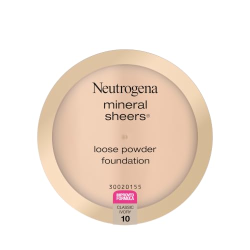 Neutrogena Mineral Sheers Loose Powder Makeup Foundation Lightweight Face Makeup Sheer to Medium Buildable Coverage Sensitive Skin Foundation with Vitamins A C & E Classical Ivory 10 .19 oz