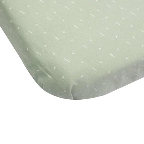 Trois Kilos Sept - Lot de 2 Draps Housses Berceau - Doux et Respirant - Bord Élastiqué - Certifié Oeko-TEX® Standard 100-100% Coton - 50x83 cm - Motif Graphiques Vert Olive