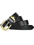 Ocminde Belts for Women genuine leather belts for Pants in Brass Buckle 1.1 inch Brown Western Cowgi