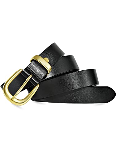 Ocminde Belts For Women Genuine Leather Belts For Pants In Brass Buckle 1.1 Inch Brown Western Cowgirl Belts For Jeans Full Grain Leather Belts(Black,M) #TOP2