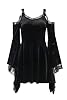 DINGJIUYAN Gothic Sexy Black Flare Sleeve High Waist Sexy Mini Dress Harajuku Off Shoulder Punk Halloween Autumn Y2K Mini Dress Cocktail Dress L #1