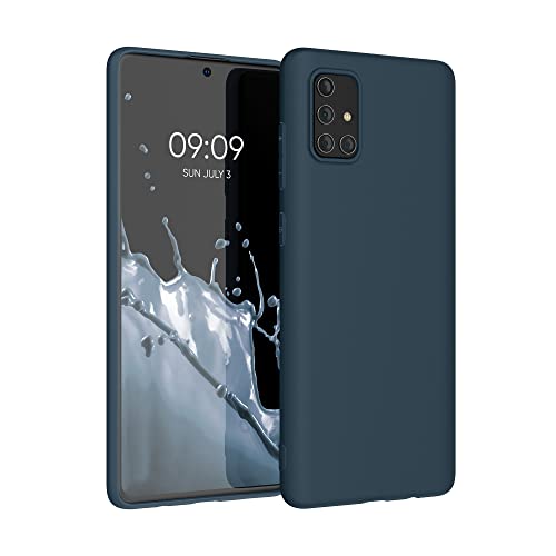 kwmobile Case for Samsung Galaxy A71 Case - Soft Cover - Shockproof TPU Material - Wireless Charging - Blueberry