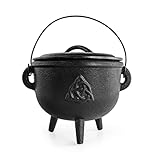 Cast Iron Cauldron, Witch's Large Cauldron Pot, Enameled ~ 6' Cast Iron Altar Pot, Smudging, Incense...