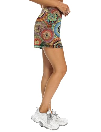 LouKeith Tennis Skirts for Women Golf Athletic Activewear Skorts Mini Summer Workout Running Shorts with Pockets Bohemian Circle M