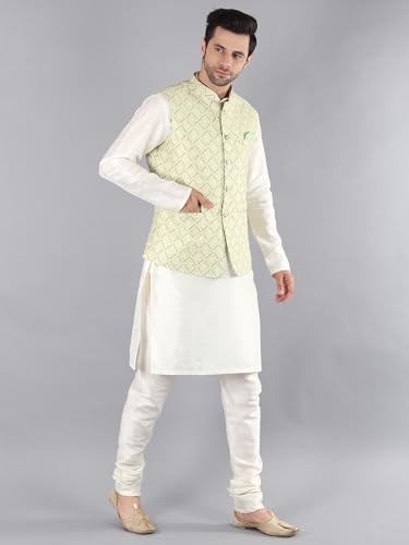 Image of Uri and MacKenzie Men's Silk Blend Kurta Pajama with Designer Ethnic Nehru Jacket /Modi Jacket