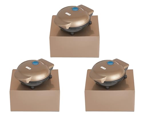 Dash Set of 3 Mini Pizzelle Makers for Individual Waffles Hash Browns, Keto Chaffles with Easy to Clean, Non-Stick Surfaces (Metallic Copper)