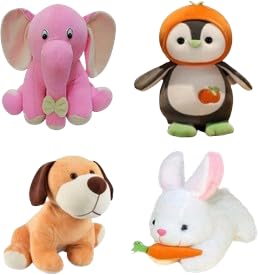 Elegant Soft Toys Pack of 4 Appu, Dog, Rabbit & Penguien Soft Toy...