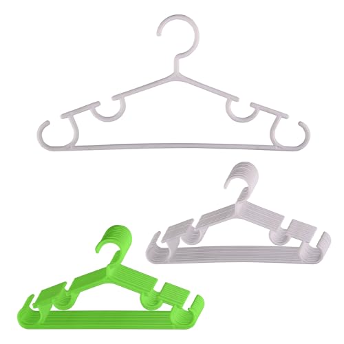 Image of Kuber Industries Pack of 20 Hangers | Multi-Purpose Hangers for Wardrobe-Almirah-Cabinets-Closet | Plastic Cloth Hanger for Trouser-Skirts-Coat-Dresses-Ties | 103 | White & Green