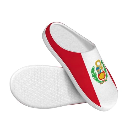 Cozy Flag of Peru print Slippers Indoor and Outdoor Fuzzy House Shoes Anti-Skid Sole Gifts for Women Indoor Scuff3