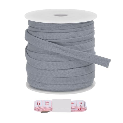 Cordon plat de remplacement en coton de 10mm lacet gris foncé pour vêtement - 2