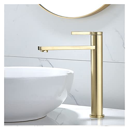 Mitigeur de lavabo or brossé robinet de salle de bain mono-commande grand format - 5