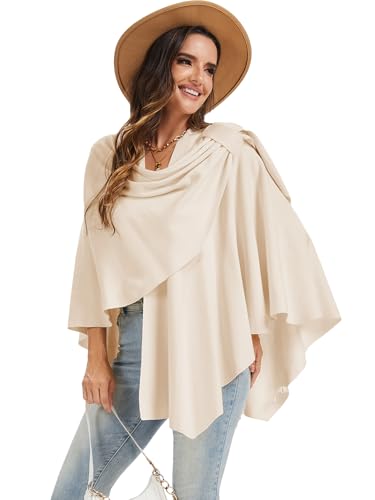 Moss Rose Womens Large Cross Front Poncho Sweater Wrap Topper Knitted Elegant Shawls Cape for Fall Winter4