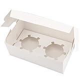 ZEONHEI 50 Pack 2 Hole Cupcake Boxes with Window, White Cardboard Cupcake Boxes, Cupcake Carrier Box Paper Bakery Boxes for Muffin and Cookies, 6.3 x 3.5 x 3 Inch - Image 4