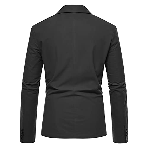 Blazer masculino sólido jaqueta casaco um botão terno jaqueta gola entalhe slim fit terno de negócio