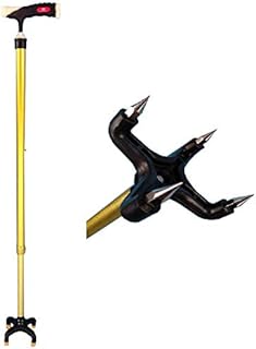 Anti-Skid Crutch with Metal 4-Prong Retractable Ice Cane Tips Strong Trekking Pole Walking Stick for Mountain Climbing Snow Ice Surface