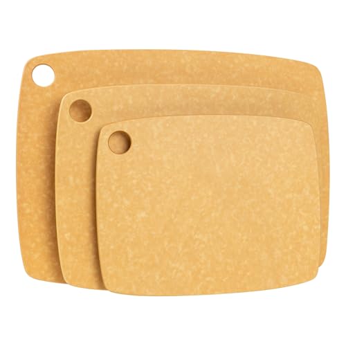 BESTCOOK Wood Fibre Chopping Board Set of 3, Dishwasher Safe Kitchen Cutting Board, High Density Anti-Porous, BPA Free, Knife-Friendly, Ideal for Cutting Meat, Vegetables, Cheeses & Bread, Wooden