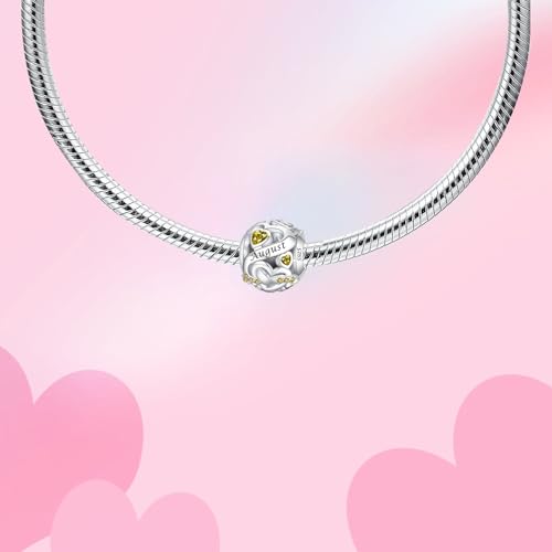 Image of Birthstone Charm 925 Sterling Silver Charms fits Bracelets and Necklace Pendant Bead Happy Birthday Charms Jewelry Present for Women Family Friends