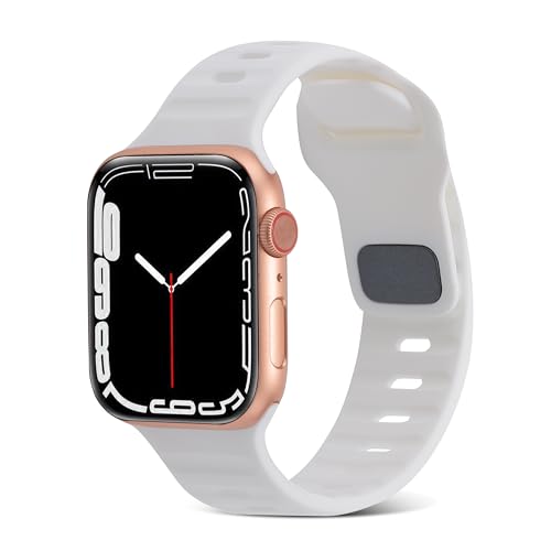 Square Buckle Horizontal Stripe Silicone Strap for Apple Watch Bands