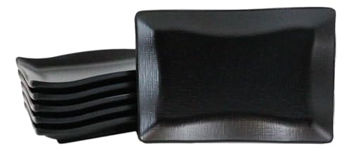 Set 6 Platos Rectangulares Melamina Negra 6.75 in miniatura 1