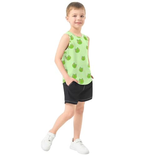 J JOYSAY Cartoon Frog Head Pale Boys Tank Top Sleeveless Muscle Shirts Quick Dry Kids T-Shirts 3-15T4