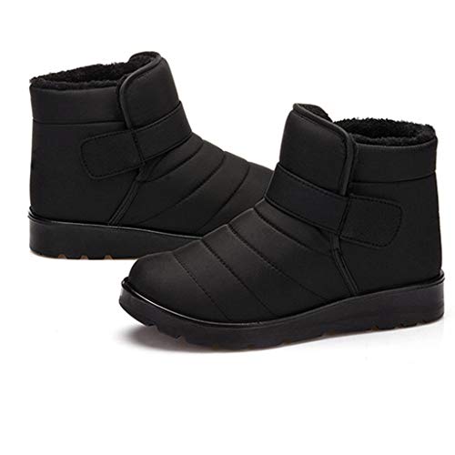 MIOKE Women's Waterproof Winter Snow Ankle Booties Lightweight Warm Fur Hook-and-Loop Rain Snow Short Boots2