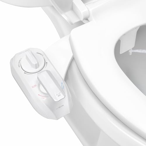 LUXE Bidet NEO 320 Plus - Warm Water, Dual Nozzle, Non-Electric Bidet Attachment for Toilet Seat, Patented Slide-In Install, 360° Self-Clean, EZ-Lift to Clean, Feminine & Rear Wash (White)