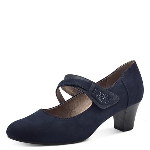 Jana Damen Pumps mit Riemen Mary Jane Vegan, Blau (Navy), 42 EU