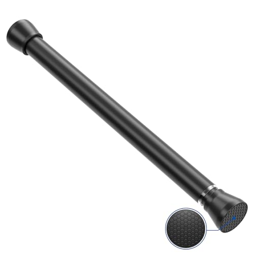 Image of Black Tension rod 16 to 26 Inch Spring Curtain Rods No Drilling Small Rods Adjustable Tension Curtain Rod Expandable Pressure Spring Rod for Doorway,Kitchen