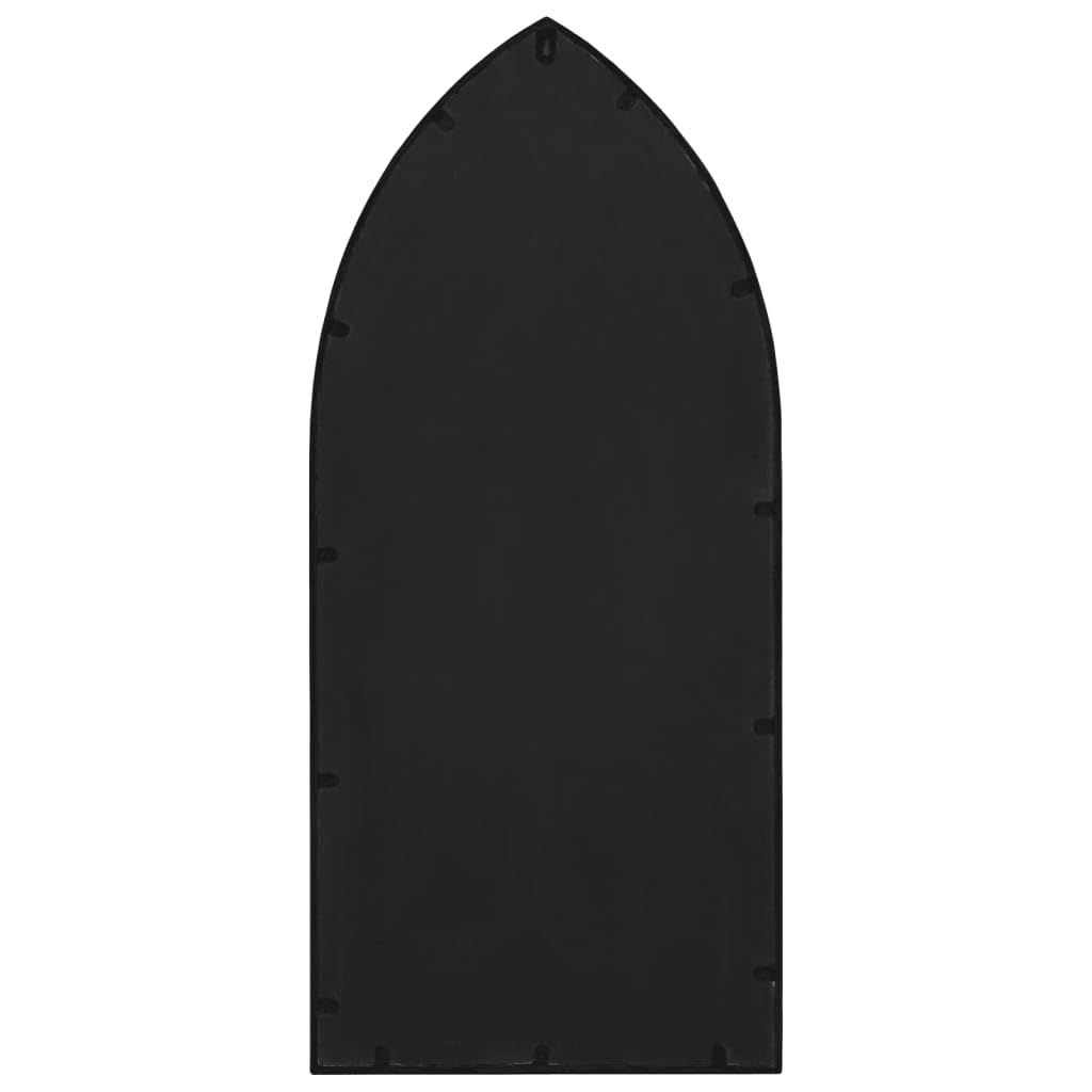 Espejo de jardín negro de hierro 100 x 45 cm con efecto oxidado, espejo de pared para exteriores, espejo decorativo de cuerpo entero para dirigir la luz y decoración de jardín, incluye orificio
