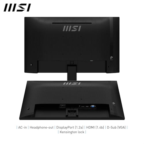 MSI Pro MP242A E2 Écran bureautique FHD 23,8" - Dalle IPS 1920 x 1080, sans Bord sur 4 côtés, taux de rafraîchissement de 120 Hz, écran Eye-Friendly, Haut-parleurs intégrés, HDMI 1.4b, DP 1.2a, VGA