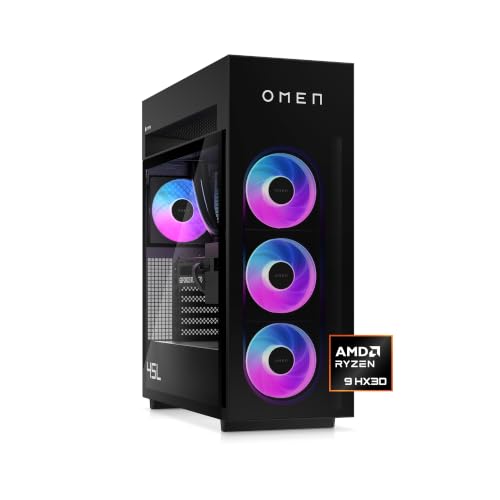 Image of OMEN MAX 45L Gaming DT GT23-0090 PC, Windows 11 Pro, AMD Ryzen 7, 64GB RAM, 2TB SSD, NVIDIA GeForce RTX 5090, Shadow Black